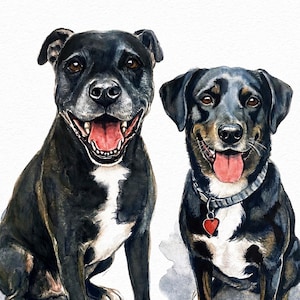 Custom Pet Portrait: Original Watercolor Painting, Dog Memorial Art