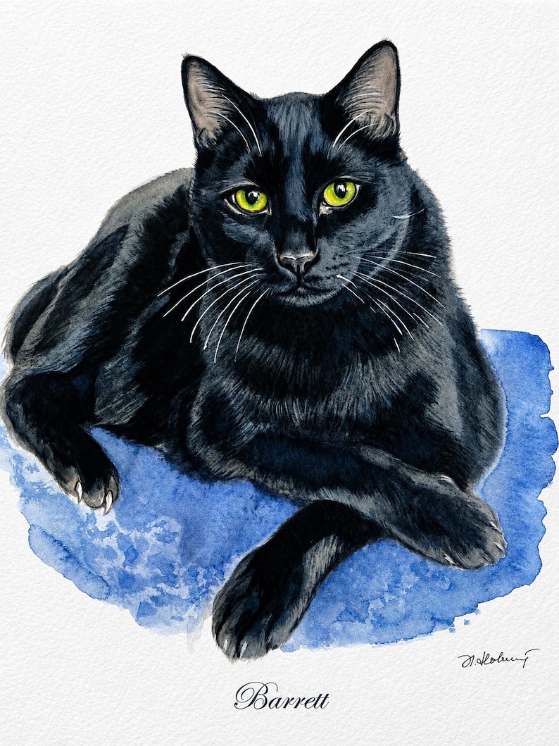 Custom Cat Portrait, Hand Painted Watercolor Pet Portrait from picture, Commission Art, Personalized Gift for cat lovers. Unique handmade artwork, realistic watercolor painting, custom illustration, memorial cat portrait keepsake. Perfect for Christmas gifts, Mother’s Day presents, pet owners, families, friends, and animal lovers. Personalized wall decor that makes a thoughtful gift for birthdays, anniversaries, holidays, or pet remembrance occasions.
