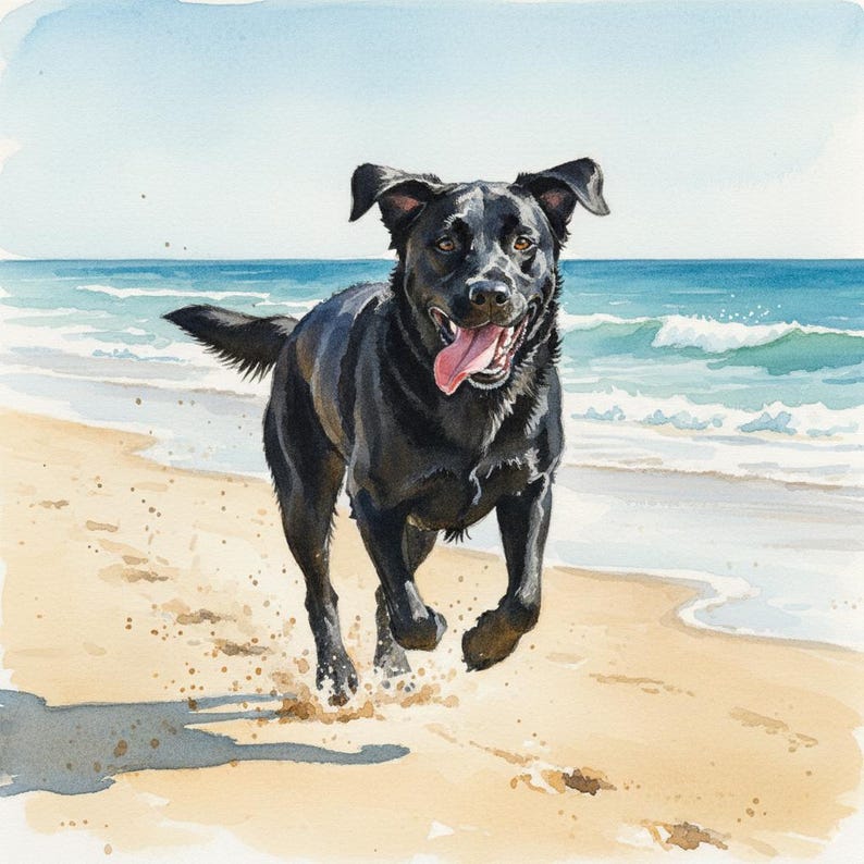 Custom pet portrait watercolor dog painting from photo, handmade personalized artwork gift for pet owners, unique wall decor, memorial pet illustration. Perfect dog lover gift, pet loss remembrance art, custom dog portrait from picture, realistic watercolor artwork for furry friend. Great for Etsy shoppers looking for Christmas gift ideas or Mother’s Day present for dog mom, dad, family or friends who love pets.