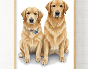 Custom Watercolor Pet Portrait, Dog Memorial Art