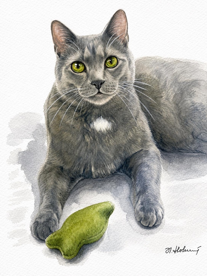 Custom Cat Portrait, Hand Painted Watercolor Pet Portrait from picture, Commission Art, Personalized Gift for cat lovers. Unique handmade artwork, realistic watercolor painting, custom illustration, memorial cat portrait keepsake. Perfect for Christmas gifts, Mother’s Day presents, pet owners, families, friends, and animal lovers. Personalized wall decor that makes a thoughtful gift for birthdays, anniversaries, holidays, or pet remembrance occasions.
