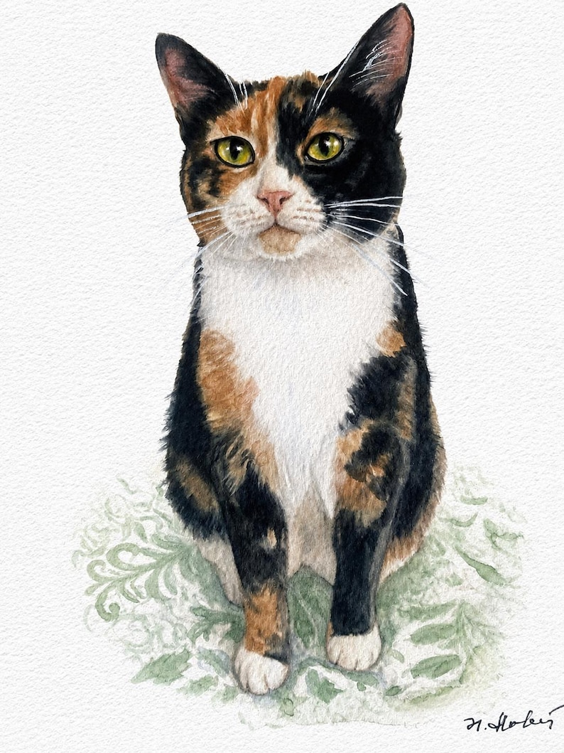 Custom Cat Portrait, Hand Painted Watercolor Pet Portrait from picture, Commission Art, Personalized Gift for cat lovers. Unique handmade artwork, realistic watercolor painting, custom illustration, memorial cat portrait keepsake. Perfect for Christmas gifts, Mother’s Day presents, pet owners, families, friends, and animal lovers. Personalized wall decor that makes a thoughtful gift for birthdays, anniversaries, holidays, or pet remembrance occasions.