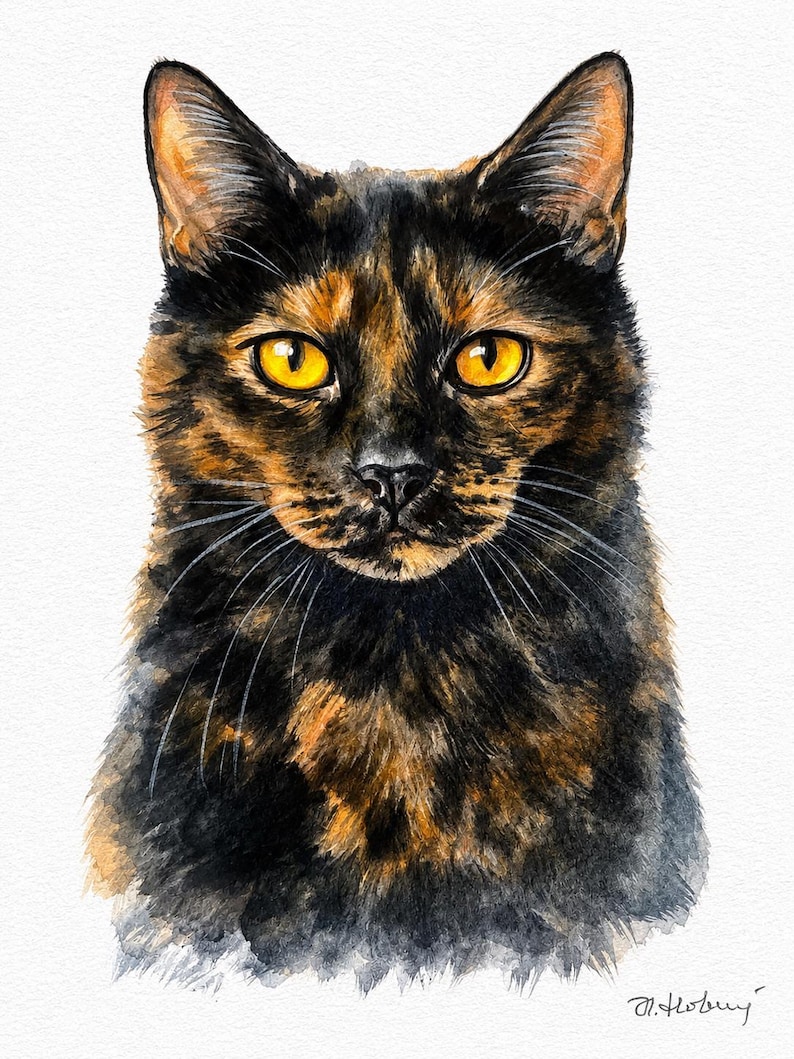 Custom Cat Portrait, Hand Painted Watercolor Pet Portrait from picture, Commission Art, Personalized Gift for cat lovers. Unique handmade artwork, realistic watercolor painting, custom illustration, memorial cat portrait keepsake. Perfect for Christmas gifts, Mother’s Day presents, pet owners, families, friends, and animal lovers. Personalized wall decor that makes a thoughtful gift for birthdays, anniversaries, holidays, or pet remembrance occasions.