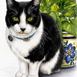Custom Cat Portrait, Hand Painted Watercolor Pet Portrait from picture, Commission Art, Personalized Gift for cat lovers. Unique handmade artwork, realistic watercolor painting, custom illustration, memorial cat portrait keepsake. Perfect for Christmas gifts, Mother’s Day presents, pet owners, families, friends, and animal lovers. Personalized wall decor that makes a thoughtful gift for birthdays, anniversaries, holidays, or pet remembrance occasions.