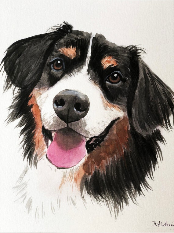 Pet Portrait custom pet portrait watercolor original dog | Etsy