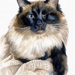 Custom Cat Portrait, Hand Painted Watercolor Pet Portrait from picture, Commission Art, Personalized Gift for cat lovers. Unique handmade artwork, realistic watercolor painting, custom illustration, memorial cat portrait keepsake. Perfect for Christmas gifts, Mother’s Day presents, pet owners, families, friends, and animal lovers. Personalized wall decor that makes a thoughtful gift for birthdays, anniversaries, holidays, or pet remembrance occasions.