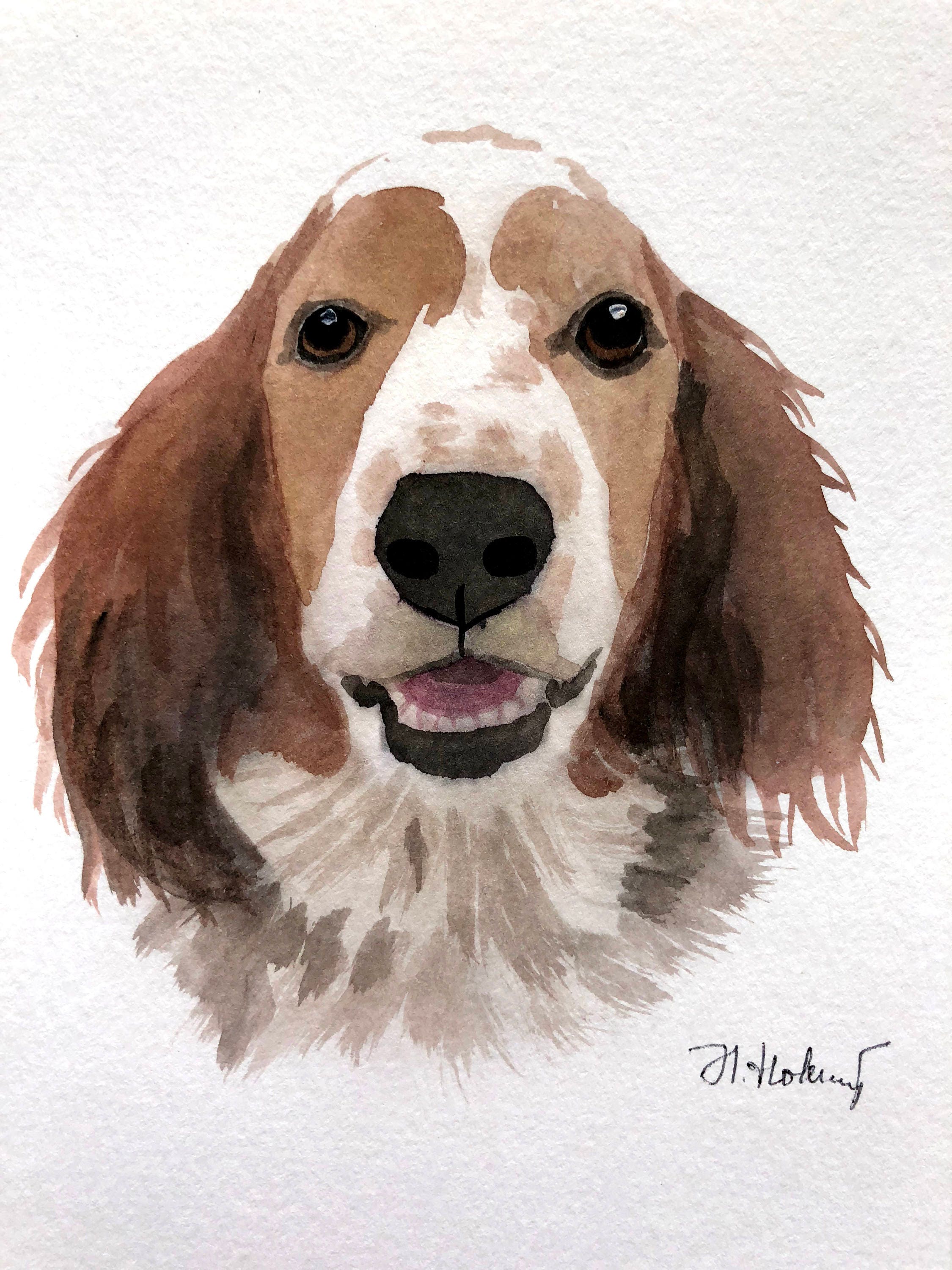 Pet parent gift Custom dog painting from photo Watercolor Cocker Spaniel portrait