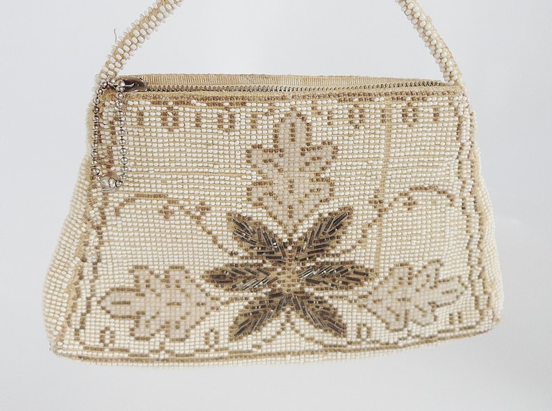 Antique Beaded Purse White Beaded Purse Flapper Purse Etsy
