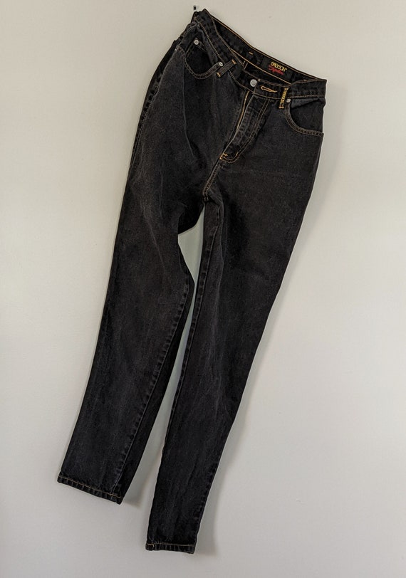 90s Sasson Signature Washed Black Denim Jeans // Size… - Gem