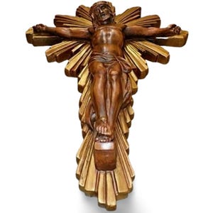 Vintage Handcrafted 3d Plaster JESUS CHRIST Crucifix Wall Cross Religious Statue