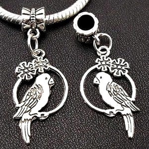 Großes Loch 4,5 mm Tibet Silber Vogel Papagei baumeln Perle europäischen Charme DIY Lieferungen für europäische Armband, Pandora