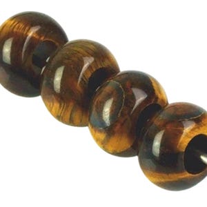 Large Hole 4.5mm Tiger&#39;s Eye European Gemstone Beads, Stone Beads, No Core, Compatible All European Charm Bracelets, Pandora