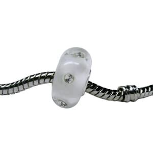 Großloch 4,5 mm CZ Weiß Durchscheinend European Beads / Glasperlen, Glasperle, .925er Silberkern, Charm passt für All European Charms Armband, Pandora