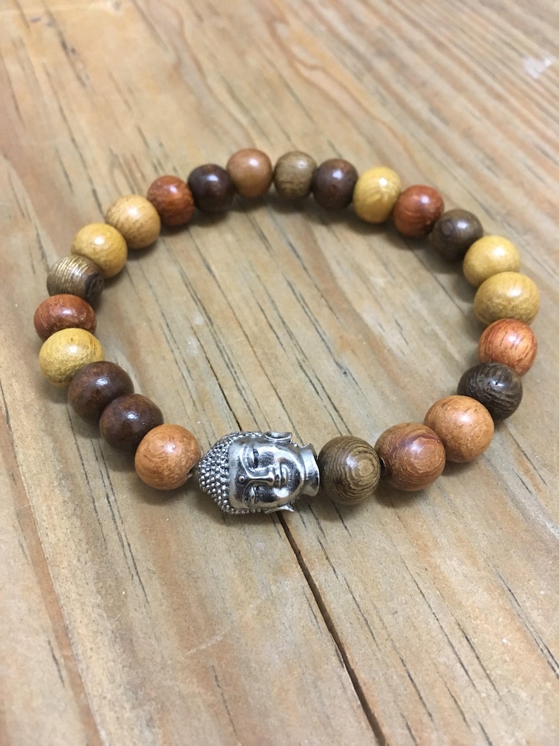 Buddha Head Bracelet. Yoga Bracelet. Wood Bracelet. Wood Beads - Etsy