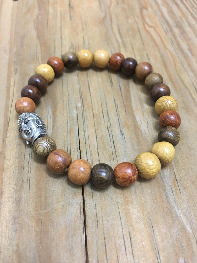 Buddha Head Bracelet. Yoga bracelet. Wood Bracelet. Wood