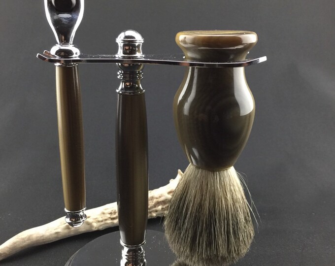 Mach3 Stand Razor Mach 3 Razor and Brush Shaving Set - Handmade Razor and Brush Set ...