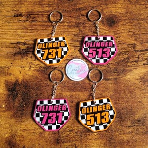 Moto X | BMX | Dirt Bike | Quad - Number Plate Keychains - Racing Bag Tags | Personalized