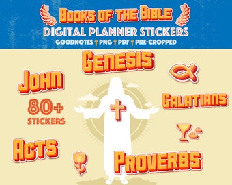 Bible Books Digital Stickers: Planner & Blog Graphics (PNG, PDF)