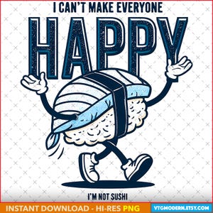 Funny Sushi Takeout PNG: Cartoon Food Box Clipart (Digital Download