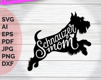 Schnauzer Mom SVG: Jumping Dog Silhouette Clip Art (Digital Download)