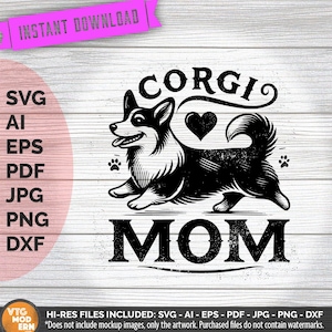 Corgi Mom SVG: Peeping Corgi Silhouette Clip Art (Digital Download)