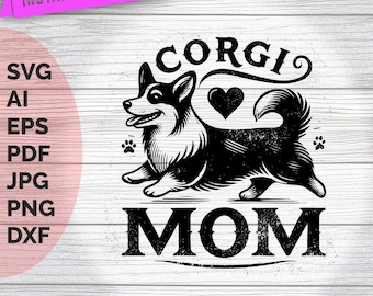 Corgi Mom SVG: Peeping Corgi Silhouette Clip Art (Digital Download)