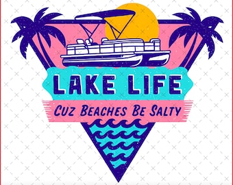 Lake Life Pontoon Design: Retro Summer PNG (Digital Download