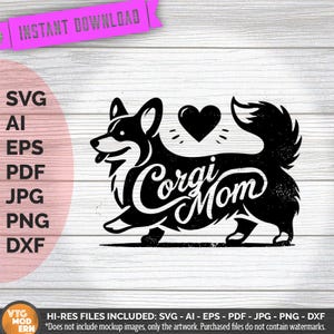 Corgi Mom Vintage Illustration Art (Digital Download)