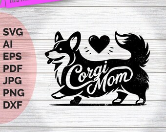 Corgi Mom Vintage Illustration Art (Digital Download)