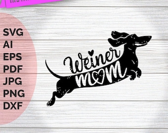 Weiner Dog Mom SVG: Dachshund Silhouette Clip Art (Digital Download)