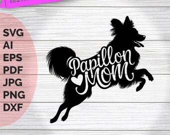 Papillon Mom SVG: Dog Silhouette Clip Art (Digital Download)
