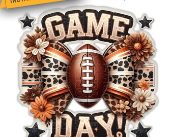 Retro Football PNG: Chic Game Day Design (Digital Download 3072x3072px 300dpi)