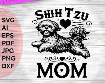 Shih Tzu Mom Illustration: Vintage Style Art (Digital Download)