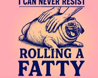 Funny Pug Rolling Fatty Clipart: Retro Style Graphic (Digital Download)