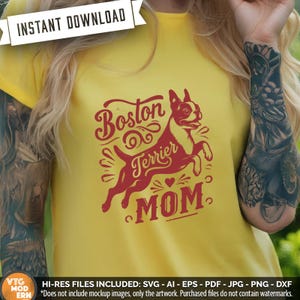 Boston Terrier Mom SVG - PNG - pdf - png - dxf - eps - ai Boston Terrier silhouette - peeping Boston Terrier - commercial use - dog mom