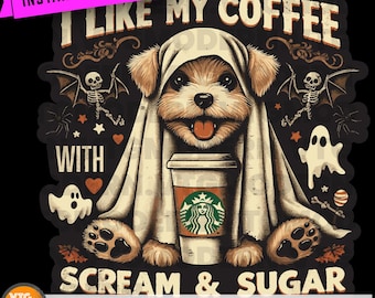 Ghost Puppy Coffee Halloween Graphic | Scream & Sugar (Digital Download)