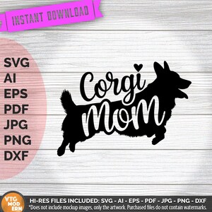 Corgi Mom Silhouette: Commercial Use Clip Art (Digital Download)
