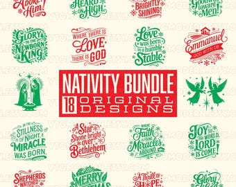 Nativity SVG Bundle: Christmas Clip Art, Commercial Use (Digital Download)