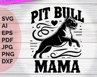Pit Bull Mama SVG: Leaping Dog Silhouette (Digital Download)