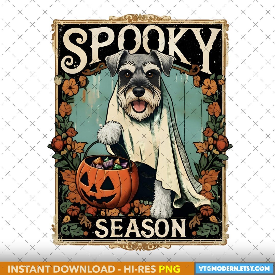 Schnauzer Retro Ghost Dog PNG, Spooky Season, Halloween Ghost Dog Png ...