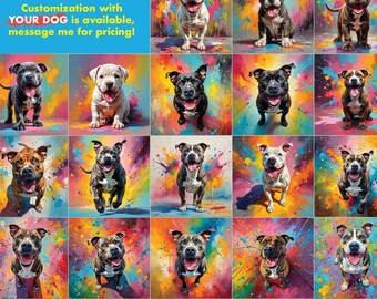 Pit Bull Painting Clipart Bundle: High-Resolution Dog Art (Digital Download)