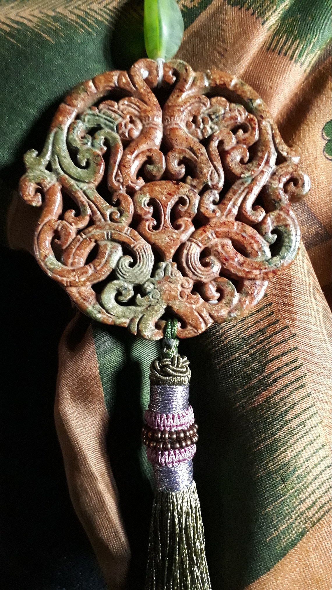 Collar colgante de jade verde celta con colgante que Etsy