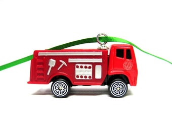 Old School Fire Department Truck Ornament Hot Wheels Matchbox