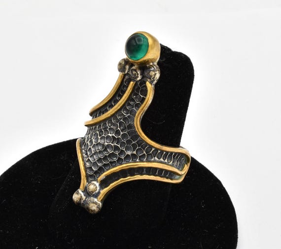 HPSilver 925 Green Gem Adjustable Ring ~ Size 7 1… - image 2