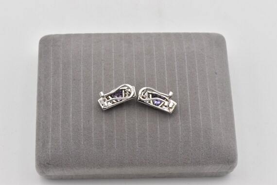 925 Purple CZ and Opal Earrings - image 6
