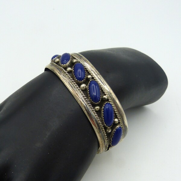 20% OFF SALE:  James Shay Navajo 925 Sterling and Blue Lapis Cuff Bracelet ~ 5 1/4" Interior Measurement