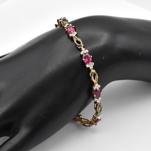 Ross Simons 925 Gold Vermeil Ruby Tennis Bracelet ~ 7 1/4 Inches