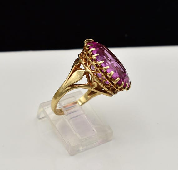 Vintage 10K Large Pink Sapphire Ring ~ Size 5 3/4 View 3