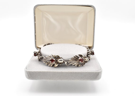 925 Garnet Oak Leaf and Acorn Bracelet ~ Carol Fe… - image 4