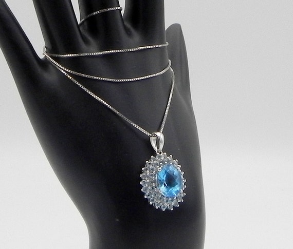 14K Topaz and Aquamarine Necklace ~ 18 1/2" - image 4